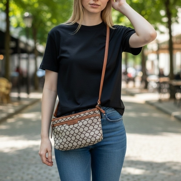 Nine West Handbags - Nine West Stylish Tan and Brown Crossbody Bag